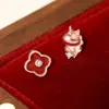 Pendientes Año Nuevo 2026 Año del Caballo Plata Pura Estilo Chino Zodiaco Pendientes de Caballo Lindos Joyería de Ágata Roja