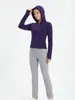 Top Corto con Capucha Polié Seda de Leche Ceñido a la Cintura Chaqueta de Yoga Transfronteriza, Cómodo, Suave, Transpirable, Secado Rápido, Corte Ajustado