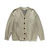 Marca de Moda Americana Masculina North Boundary Outono 2025 Novo Cardigan Suéter Listrado Retro Malha Jaqueta Tricotada