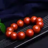 Pulsera de Ágata Roja del Sur de Baoshan, Sichuan, 108 Cuentas Redondas, Cuentas Rojas de Yunnan y Sichuan, Rojo Caqui, Pulseras para Hombres y Mujeres