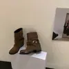 Botas Martin de pierna ancha apiladas estilo retro otoño-invierno 2026, botas de caña con color desgastado y envejecido, botas de cowboy western para mujer