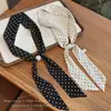 Colar Lenço de Seda Retro com Bolinhas para Mulheres, Acessório de Fita Longa Versátil Estilo Francês, Decoração de Corrente de Pescoço de Alta Qualidade Estilo Coreano