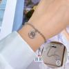 [acero de titanio de cuerpo completo] horno oro real circonita hip hop pulsera dorado moda temperamento coreano simple lujo nicho