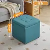 Banqueta para Trocar Sapatos na Entrada, Banqueta Baixa para Uso Doméstico, Banqueta com Armazenamento, Cor Café, Pode Ser Usada para Sentar, Banqueta com Armazenamento para os Pés, Banqueta Quadrada Moderna para Sofá