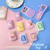 Estuche para lentes de contacto con dibujos animados, bonito estuche para lentes de contacto para niña, pequeño y portátil, con espejo y caja para parejas