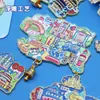Imanes de Nevera Metálicos Repujados de Monumentos de Ciudad Mapa de Rutas Nacionales Tendencia Nacional Imanes de Nevera Souvenirs Estilo Chino Imanes de Nevera en Stock