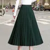 Falda Plisada de Lana para Mujer, Otoño e Invierno 2026 Nueva Falda de Cintura Alta Línea A, de Longitud Media, Fluida, Adelgazante, Falda con Dobladillo Ancho