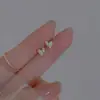 Pendientes de Perla con Forma de Corazón con Diamantes Dobles Tachonados, Diseño de Nicho de Lujo Ligero, Pendientes de Moda Estilo Ins Dulces y Elegantes
