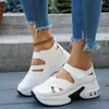 Sandalias Cruzadas Huecas de Suela Gruesa con Velcro, Nuevas Sandalias Deportivas Transpirables de Talla Grande para Mujer, Zapatos de Plataforma, Estilo Europeo y Americano al por Mayor