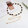 Corrente de Cintura Feminina da Moda com Strass Cinto Versátil de Metal Cinto Fino Incrustado com Gema Corrente Decorativa Retrô Pequena Fragrância