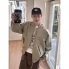 Jaqueta Bomber de Voo Khaki Duplo Zíper Estilo Retrô Americano para Homens e Mulheres Primavera e Outono Jaqueta Bomber Casual Top