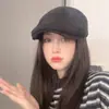 Boné Retro para Frente em Camurça para Mulheres 2026 Novo Estilo Coreano Boina Primavera e Outono Circunferência da Cabeça Grande Afina o Rosto Chapéu Newsboy