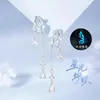 Brincos Borboleta Estrela de Prata de Lei S925 para Mulheres, Acessórios de Franja, Luxo Leve, Brincos Luminosos de Esmalte de Alta Qualidade, Presente para Namorada