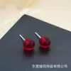 Aretes Redondos Pequeños de Cerámica Bio-Porcelana con Cuentas Pop de Aguja Alta Transparencia 8mm Antialérgicos Aguja de Cerámica Pura Cuidado del Oído Aretes de Color Cristal