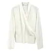 Suéter Feminino Xinge de Lã Mesclada com Gola V Estilo Cachecol para Início do Outono, Corte Ajustado, Adequado para o Trabalho, Pode ser Usado Sozinho ou como Camada Base