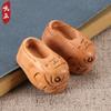 Suministro de Fabricantes Talla en Madera de Melocotón Cabeza Grande de Tigre Zapatos Izquierdo y Derecho Accesorios para Zapatos Cabeza de Tigre Artesanía de Madera DIY