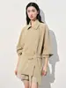 26 Nuevos Gabardinas de Seda de Color Sólido de Gama Alta para Primavera y Verano para Mujer, Abrigo Casual Elegante de Longitud Media al por Mayor