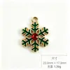 Componentes de brinco, pulseira, pingente e acessório DIY de liga metálica com design de Papai Noel, rena, árvore e floco de neve com efeito de gota de óleo, estilo cartoon, transfronteiriço