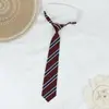 Corbata de Lazo Perezoso Rayada Roja y Dorada, No Necesita Atarse, Corbata Estilo Uniforme Escolar Japonés para Mujeres, Foto de Graduación, Corbata de Uniforme Académico Marrón para Hombre