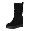 Botas Martin Casuales Versátiles de Cuero Genuino para Mujer, Estilo Nuevo Otoño e Invierno, Delgadas hasta la Pantorrilla, Aumentadoras de Altura