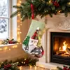 Calcetines pequeños de Navidad, bolsas de regalo de dulces y manzanas, tela de lino, calcetines de Navidad 3D, decoraciones de Navidad, adornos para el árbol de Navidad