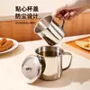 Copo de água de aço inoxidável 304 de grau alimentício com tampa, copo espesso estilo antigo de grande capacidade à prova de estilhaços para estudantes e creches, atacado