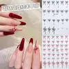 Pegatinas para Uñas Estilo Tweed con Lazo Celebridad de Internet Estilo Caliente Francés Diamante de Cristal Lazo Flotante Uñas Rojas de Gama Alta