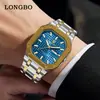 Reloj Longbo comercio exterior transfronterizo superventas reloj para hombre esfera octogonal moderno de negocios impermeable correa de acero reloj de cuarzo