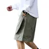 Shorts Cargo Casuales de Verano Estilo Americano Frescos de Alta Resistencia con Bolsillos Grandes para Hombre, Pantalones de Cinco Puntos Holgados con Cordón, Pantalones de Longitud Media Modernos