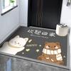 Tapete de Entrada Cartoon de Terra de Diatomáceas, Tapete de Porta Absorvente de Água, Série Cinza, Resistente a Manchas, Tapete para Pés de Entrada, Absorve Água Instantaneamente