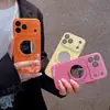 Adequado para Capa de Celular com Suporte Giratório Iphone18Promax, Vidro Tipo Gelo, Capa Protetora Espelho de Maquiagem Apple 17