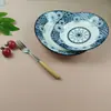 Cuencos y Platos de Cerámica Blue Charm: Popular Vajilla de Estilo Japonés para Uso Doméstico, Cuenco de Cerámica con Color Bajo Esmalte para Sopa y Fideos, Apto para Microondas