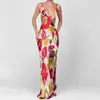 Outono de 2026 Novo Estilo Vestido Longo de Banquete e Festa Estilo Europeu e Americano Cross-border Dropshipping Sexy Temperamento Recorte na Cintura Estampado Bodycon Longo