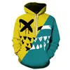Moletom com Capuz Graffiti Pintura Cruzada Nova Primavera e Outono Impressão 3D Solto Casual Masculino e Feminino Pulôver