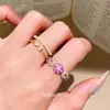 Anillo abierto de flor con circonita cúbica chapado en oro de 14k, un diseño lujoso y elegante para el dedo índice, un accesorio de moda retro y único