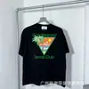 Camiseta Roja de Verano de Manga Corta con Logo Blanco de Casablanca, Marca de Moda Tendencia, Cuello Redondo, Estampado Minimalista, Redondo, Niche Casa