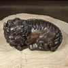 Ornamentos de Escultura em Madeira de Agarwood, Escultura em Madeira Maciça de Animais Auspiciosos, Cabeça de Leão, Artesanato Pixiu, Presentes Feitos à Mão 10cm Ornamentos de Mesa