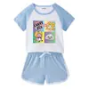 2023 crianças verão novo terno meninos e meninas bebê calças quentes manga curta camiseta shorts casual esportes crianças terno de duas peças