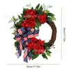 Corona de Día de la Independencia Americana para Colgar en la Puerta de Amazon Transfronterizo con Flores Artificiales y Lazo, Corona de Hortensia de Tela para el Día de la Independencia