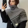 Bufanda Chal de Jacquard de Doble Cara Estilo Fair Isle Retro para Mujer Otoño/Invierno Tacto de Alta Gama Fácil de Superponer Calentador de Cuello Alto