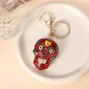 Llavero de Calavera Mandala de Colores Esmaltados Transfronterizo Colgante para Bolso de Halloween Llavero de Coche Colgante