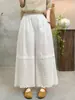 Estilo nuevo de verano estilo chica Mori artístico cintura elástica color liso diseño de retazos huecos pantalones rectos holgados versátiles al por mayor