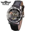 T-Winner/Victor 8008 Correa de Cuero Hueco Reloj Mecánico Resistente al Agua Casual Reloj de Pulsera de Cuero Reloj Mecánico de Comercio Exterior