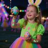 Nueva pegatina luminosa de tatuaje de Pascua para niños, dibujo animado de huevo de Pascua, lindo tatuaje de huevo de conejo, pegatina impermeable para el sudor
