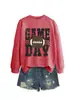 Amazon eBay Estación Independiente Moda Casual Personalidad Moda para Mujer Día de Partido Cuadros Fútbol Deportes Sudadera con Capucha