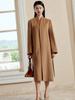 Abrigo de lana de doble cara 100% cachemira pura para mujer, largo, estilo chino, sencillo, de invierno, de alta calidad, de fábrica.