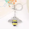 Amazon Transfronterizo Popular Llavero de Abeja Colgante Pequeño Colgante de Llave con Pedrería Cadena para Llavero de Mochila de Metal Venta al por Mayor
