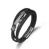 Pulsera de moda multicapa para hombre, estilo europeo y americano, pulsera de bambú con hebilla magnética de aleación, pulsera con hebilla magnética de cuero de microfibra
