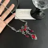 Collar de borlas rojas con forma de lágrima, estilo palacio retro oscuro para mujer, dulce y fresco, atrevido, nicho europeo y americano, cadena de clavícula resistente, moderno