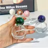Frasco de Perfume de Vidro com Tampa de Bola de Joia de 25ml Frasco Spray Redondo Plano para Transferência de Perfume Frasco de Vidro Transparente Tipo Pressão Frasco Vazio